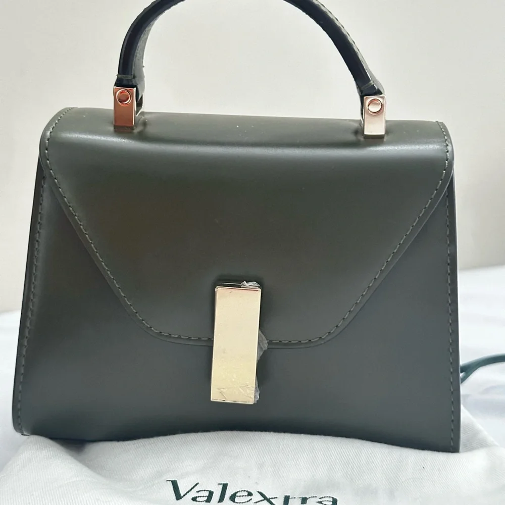Valextra Dark Green Mini Bag with Gold Accents - Picture 2 of 16